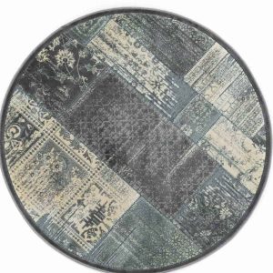 שטיח עגול דוגמת פאצ' אפור