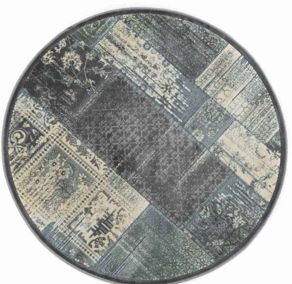 שטיח עגול דוגמת פאצ' אפור