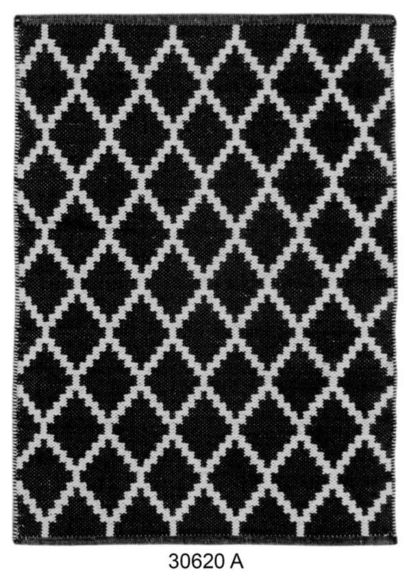 שטיח כותנה דוגמת מעויינים בצבע שחור