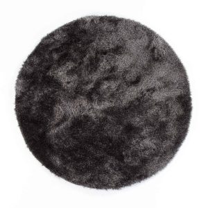 שטיח שאגי עגול אפור כהה