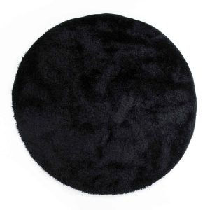 שטיח שאגי עגול - צבע שחור