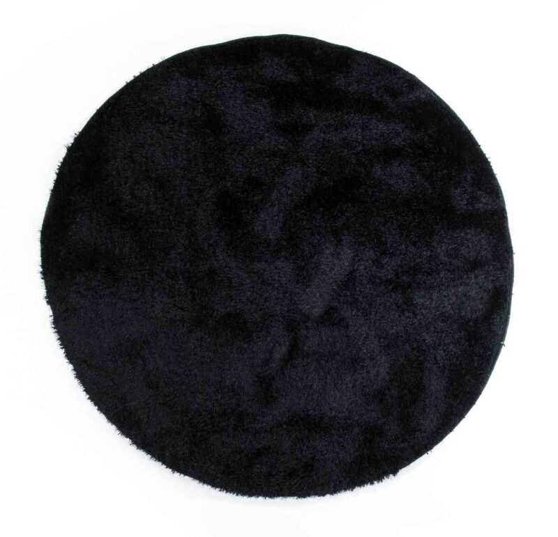 שטיח שאגי שחור עגול