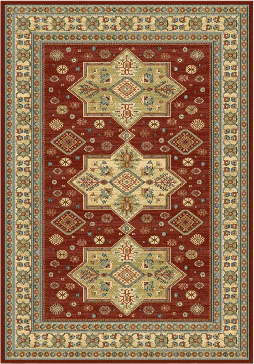 שטיח קלאסי דוגמת קאזק אדום