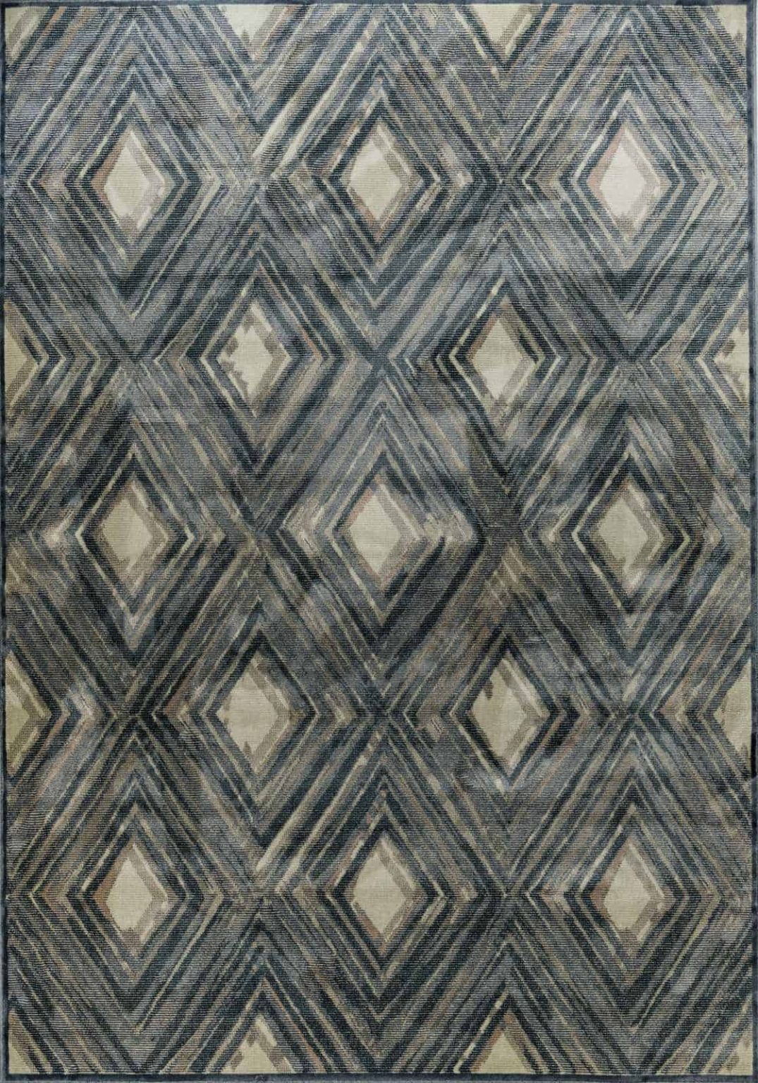 שטיח מודרני גאומטרי מעוינים אפור