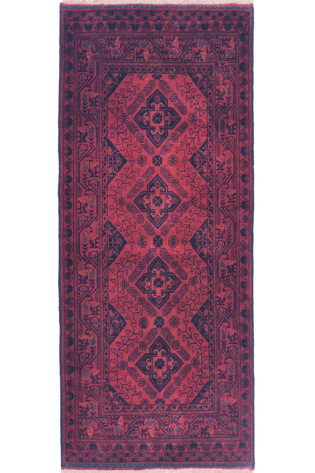 שטיח ראנר בצבע אדום וכחול בסגנון כפרי