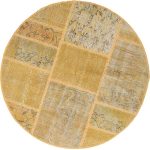 שטיח עגול צמר צהוב בסגנון ייחודי מתאים במיוחד לחדר ילדים