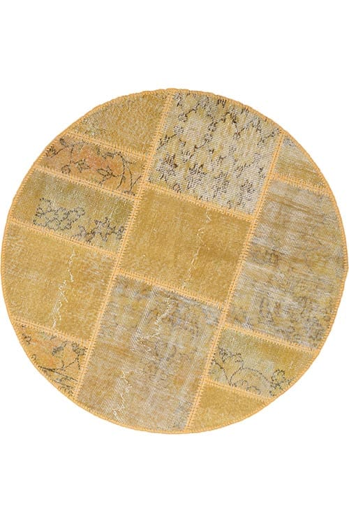 שטיח עגול צמר צהוב בסגנון ייחודי מתאים במיוחד לחדר ילדים