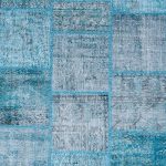 שטיח צמר טורקיז מלבני בעבודת יד