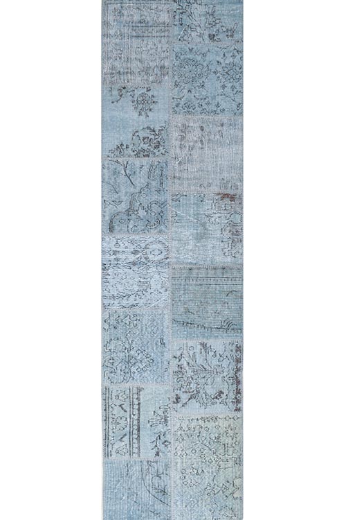 שטיח ראנר צמר בסגנון אותנטי וצבע תכלת