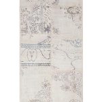 שטיח ראנר בגווני בז' וכחול עשוי צמר למסדרון בעבודת יד עם דפוסים דקורטיביים ואיכות פנומנלית