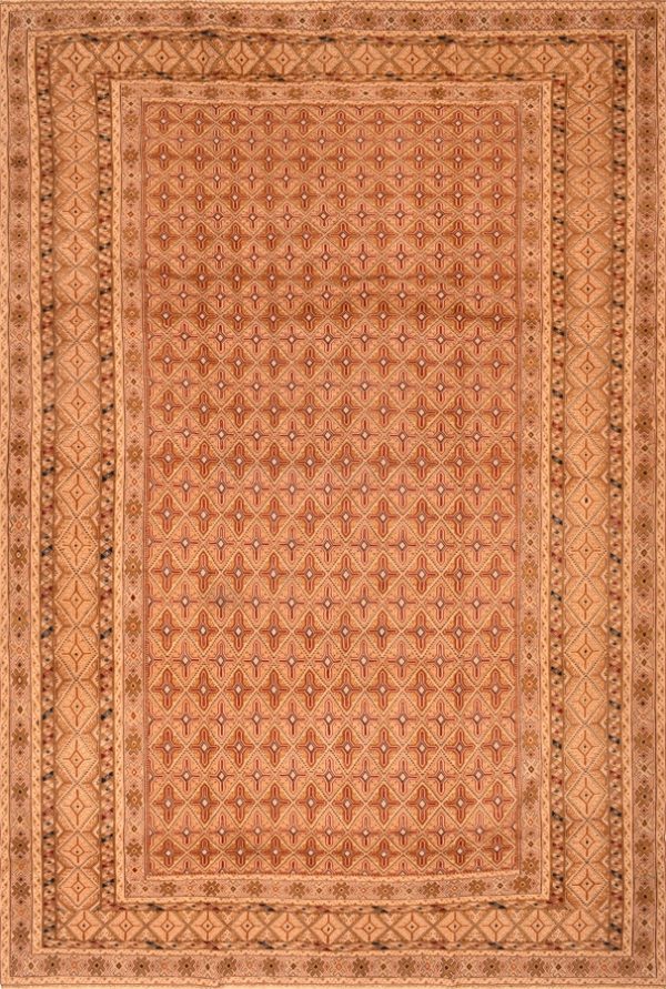 1839 שטיח קילים כפרי מלבני מצמר בצבעים בז' וורוד