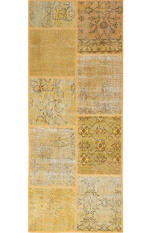 שטיח ראנר צמר צהוב בעבודת יד מתאים במיוחד למסדרון