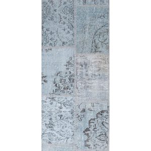 שטיח ראנר אורך צמר בסגנון תכלת עבודת יד מתאים במיוחד למסדרון עם מרקם מרובד ועיצוב ייחודי