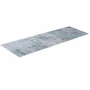 שטיח ראנר אורך צמר בסגנון תכלת עבודת יד מתאים במיוחד למסדרון עם מרקם מרובד ועיצוב ייחודי