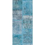 שטיח ראנר בסגנון פאצ'וורק מצמר בצבע טורקיז