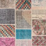 שטיח צבעוני מרובעים בסגנון מלבני מצמר