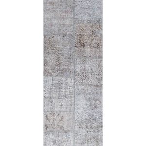 שטיח ראנר ידני צבע אפור בסגנון וינטג' מצמר