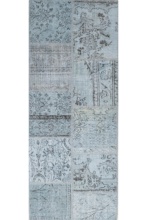 שטיח ראנר עבודת יד מצמר בסגנון וינטג' בצבע תכלת מתאים במיוחד למסדרון