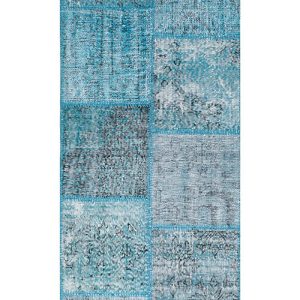 שטיח ראנר יפיפה מצמר בצבע טורקיז