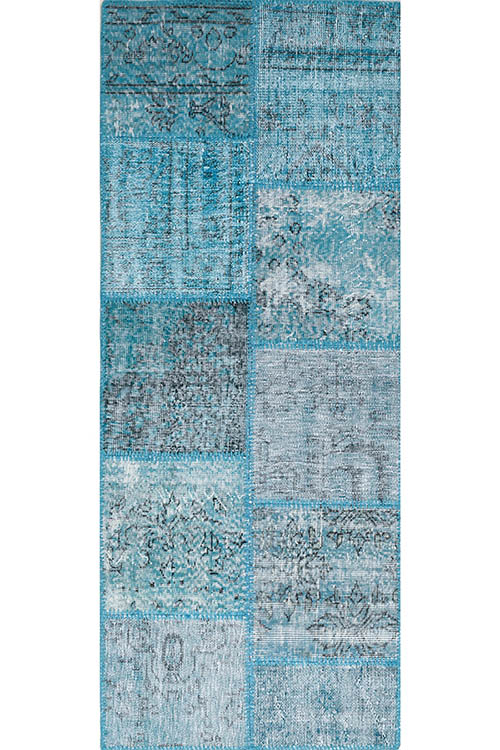 שטיח ראנר יפיפה מצמר בצבע טורקיז