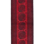 שטיח אדום כפרי בצורת ראנר מצמר בעיצוב אפגני