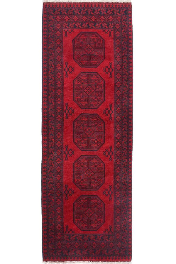 03050 שטיח כפרי ראנר מצמר בצבע אדום