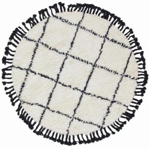 שטיח ברבר מרוקאי עגול פרנז שחור/ לבן – תמונה 1