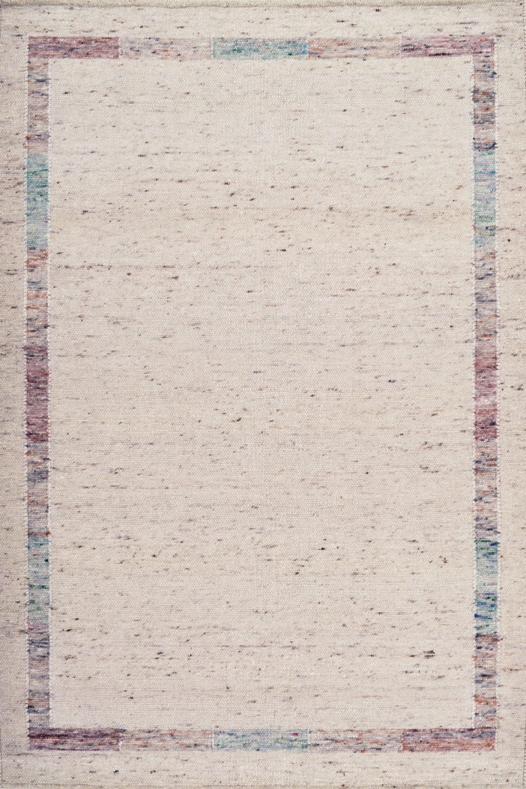 שטיח מלבני מודרני בגווני בז' ופסים צבעוניים מצמר איכותי