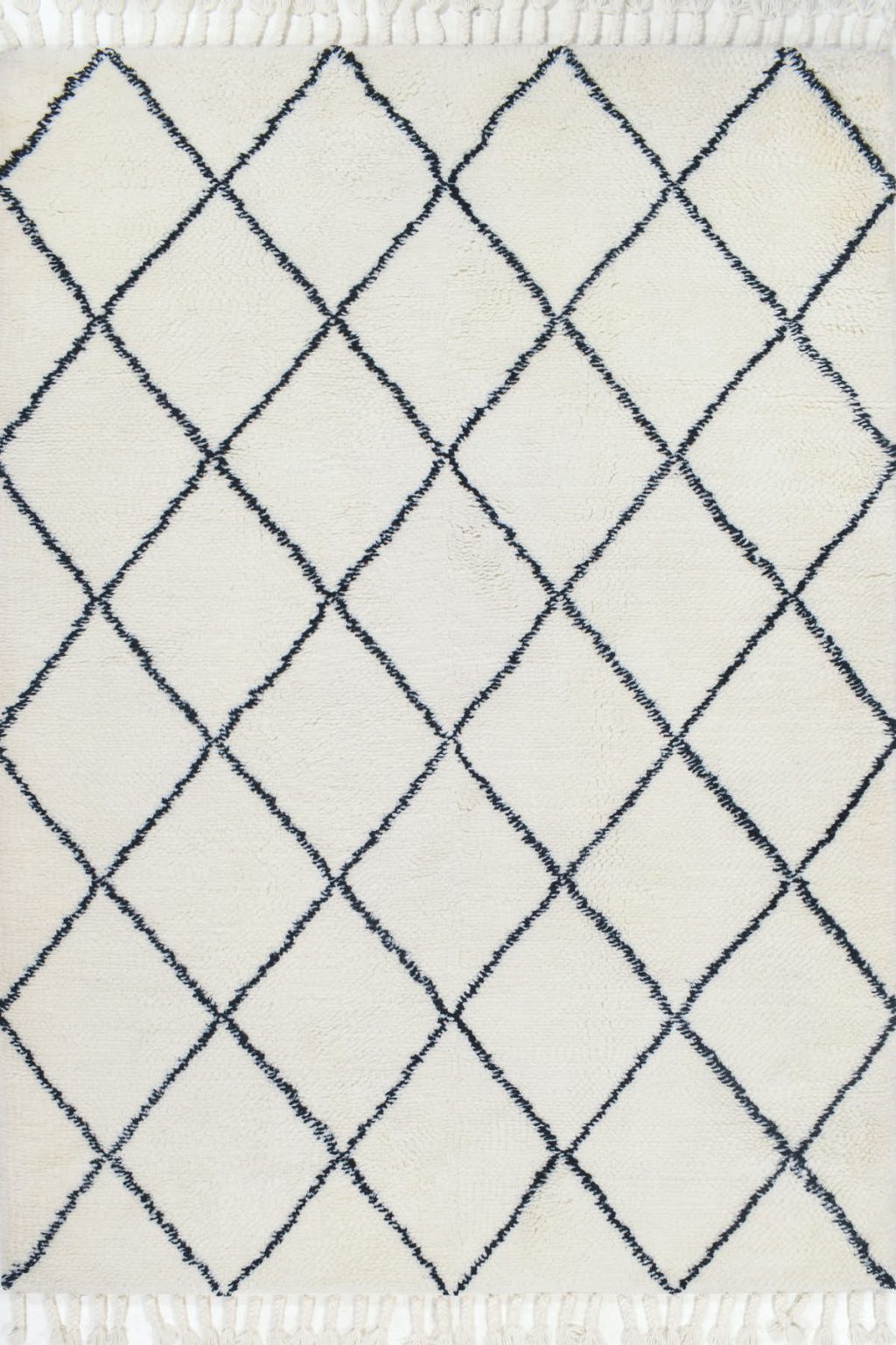 שטיח נורדי מלבני מצמר שחור לבן