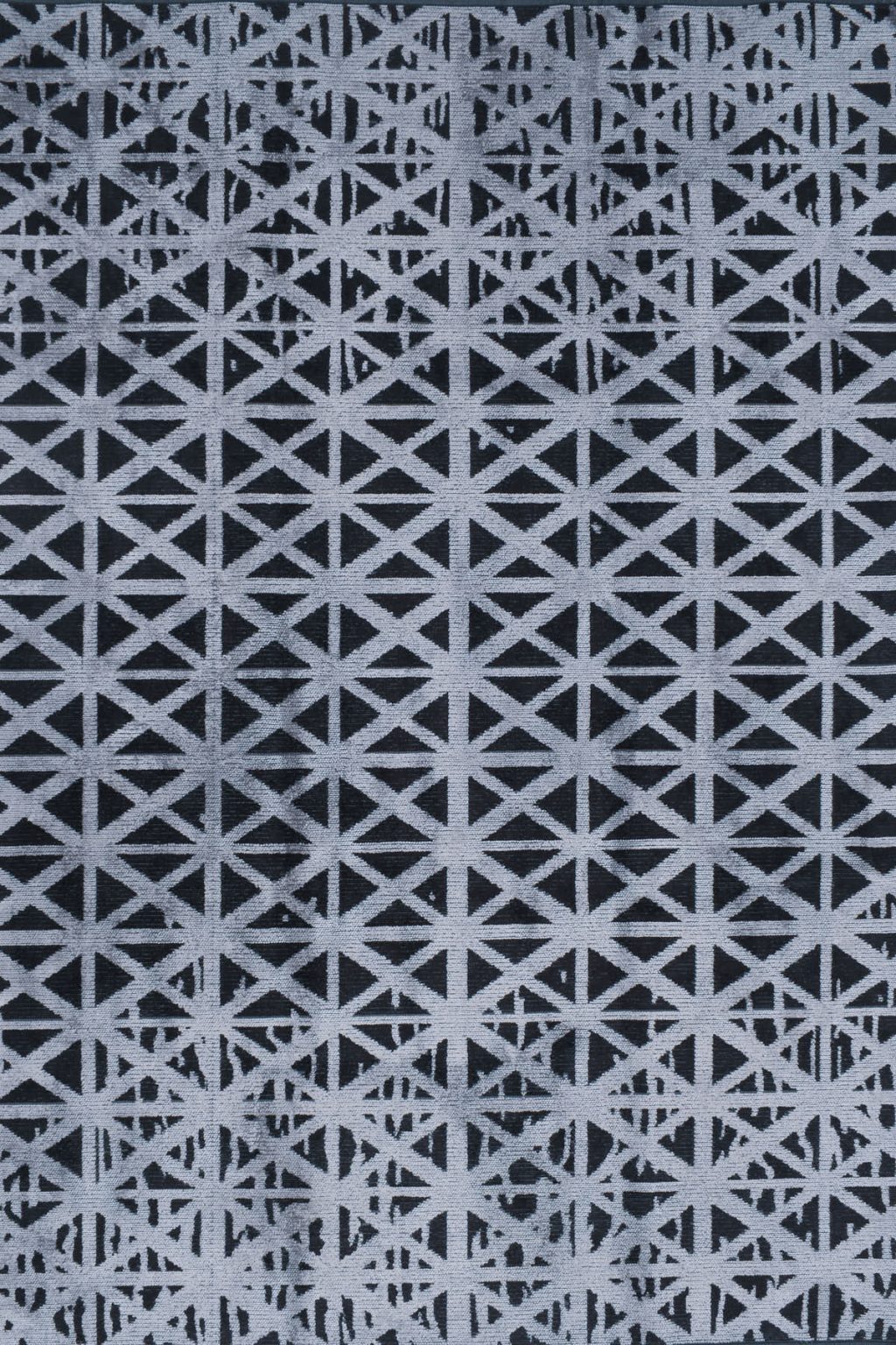 שטיח מודרני מלבני בצבעים כחול ואפור עשוי כותנה ושנל