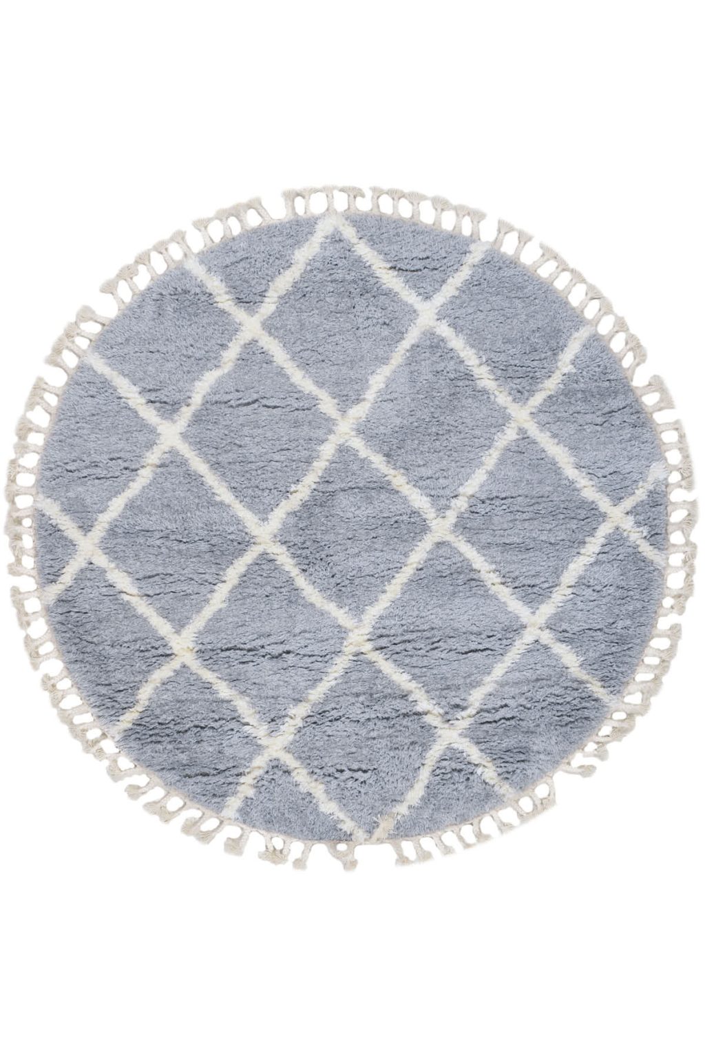 שטיח ברבר אריגה עגול אפור לבן
