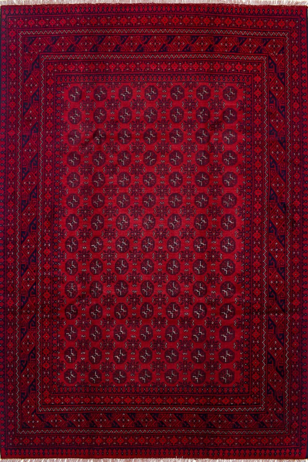 שטיח כפרי מלבני מצמר בגוון אדום עז