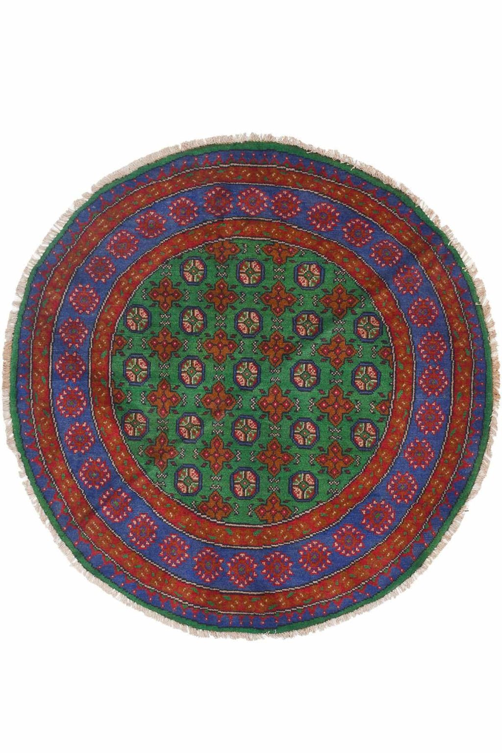 שטיח אפגן בוכרה עגול בסגנון כפרי