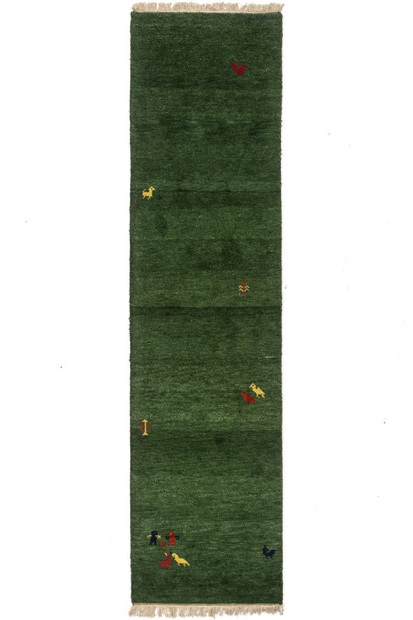 153463-1 שטיח ירוק כהה כפרי ועבה מלבני מצמר