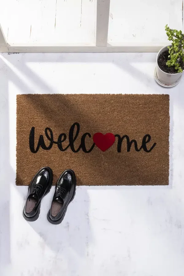 1572_3 שטיח כניסה לבית וולקם לב Welcome Heart