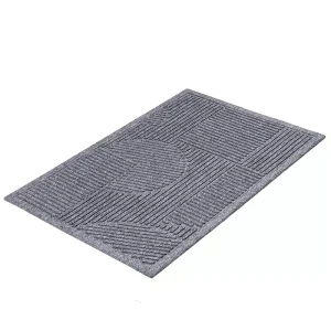 שטיח כניסה לבית פסים אפור בהיר