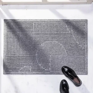 שטיח כניסה לבית פסים אפור בהיר