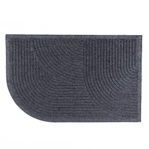 שטיח כניסה לבית פסים אפור כהה