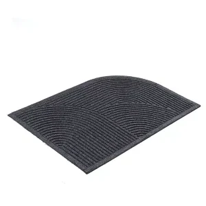 שטיח כניסה לבית פסים אפור כהה