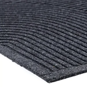 שטיח כניסה לבית פסים אפור כהה