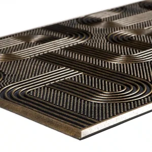 שטיח כניסה לבית לולאות גאומטרי זהב