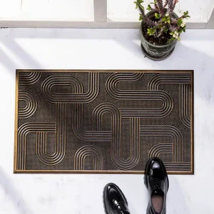 שטיח כניסה לבית לולאות גאומטרי זהב