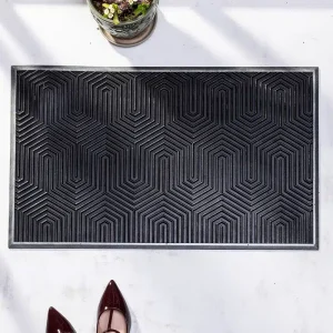 שטיח כניסה לבית גאומטרי אפור