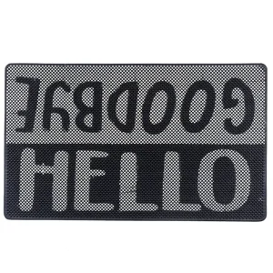 שטיח כניסה לבית Hello-Goodbye שחור אפור