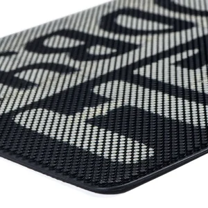 שטיח כניסה לבית Hello-Goodbye שחור אפור