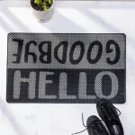 שטיח כניסה לבית Hello-Goodbye שחור אפור