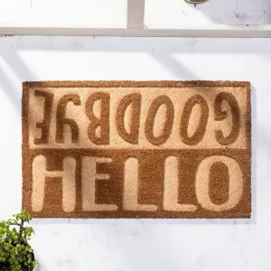 שטיח כניסה לבית Hello-Goodbye בז'