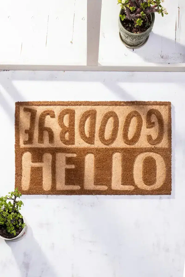 1595_3 שטיח כניסה לבית Hello-Goodbye בז'