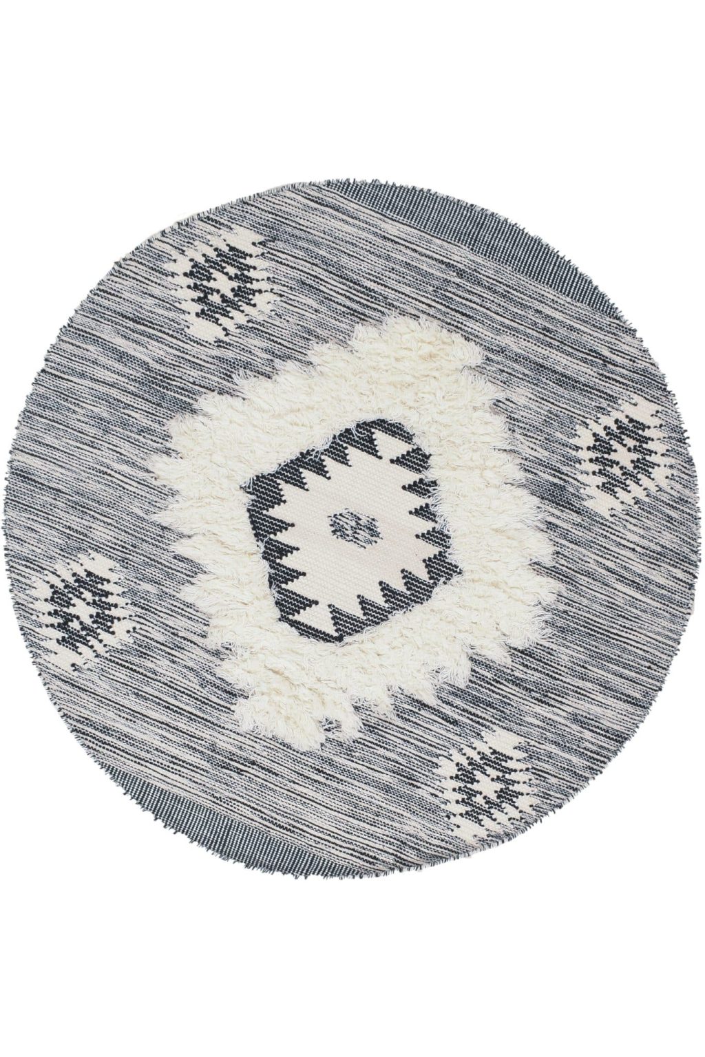 שטיח סקנדינבי עגול 2245 שחור לבן