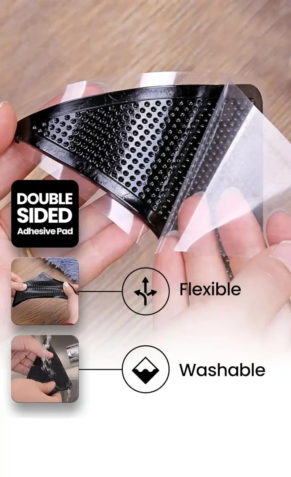 סט משולשי סיליקון לקיבוע השטיח ומניעת החלקה